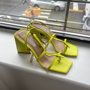 SAKS Neon Yellow / Green Geometric Heels, Size 7